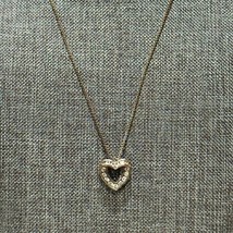 Diamante Silver Tone Heart Pendant Necklace with 18 Inch Chain Vintage - £5.34 GBP