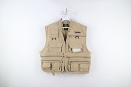 Deadstock Vintage Streetwear Mens Large Tactical Fly Fishing Full Zip Vest Beige - £46.47 GBP
