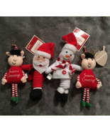 Christmas Tree Ornaments Santa, Snowman &amp; Elves (Qty 2) Cloth Lot of 4 New - $228.28 MXN