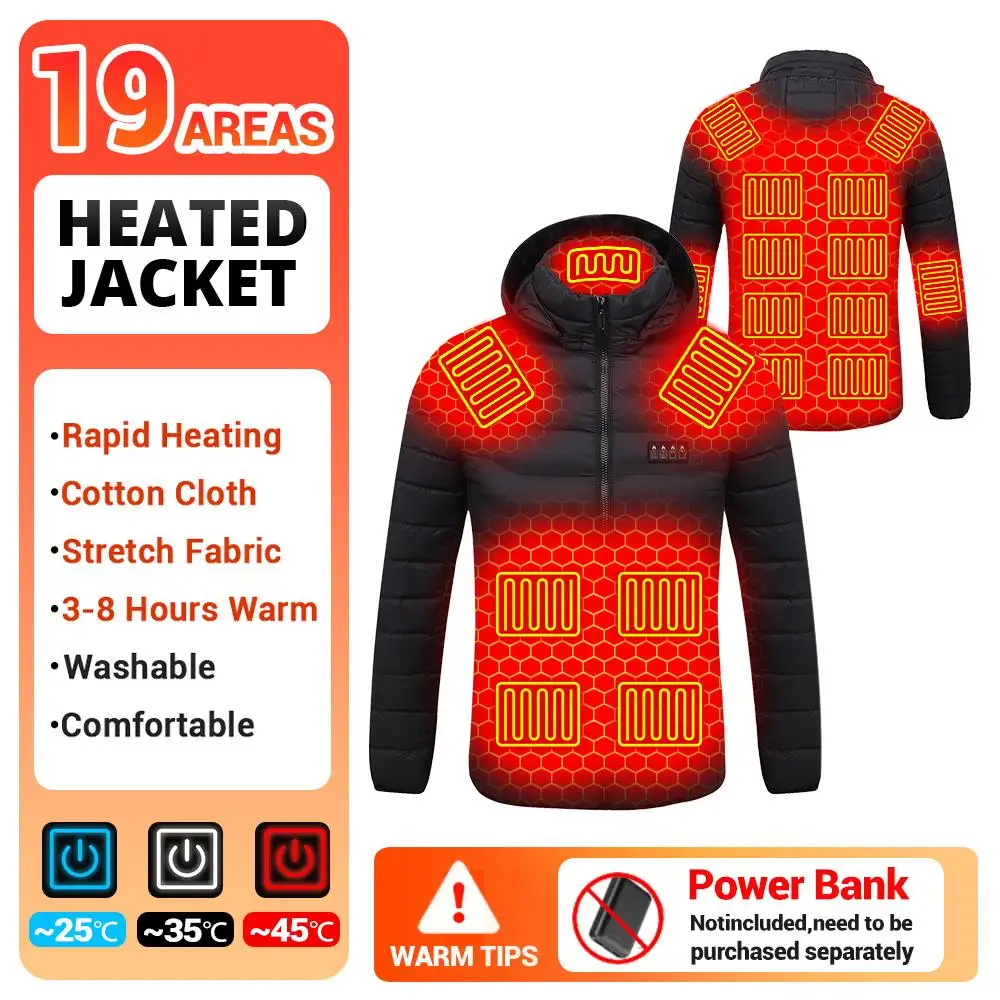 19 Areas Heated Jacket  Men USB Winter Warm Heating Undershirt Electric Heating  - £239.71 GBP