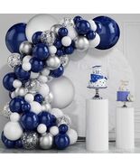 Navy Blue White Silver Balloon Garland Kit Birthday &amp; Wedding Decor - $38.99