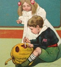 Halloween Postcard Paul Finkenrath Embossed 778 Children With JOL Unused - £69.84 GBP