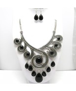 The Raven Necklace Set - Black and Silver Tone - £20.12 GBP