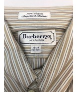 Men&#39;s Burberry London Shirt 16/33 Long Sleeve Striped Button Front Brown... - $37.04 CAD