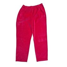 Sustainable VTG 80s 90s Fuchsia Velour Pull-On Pants Sz L Grandmacore - $34.00