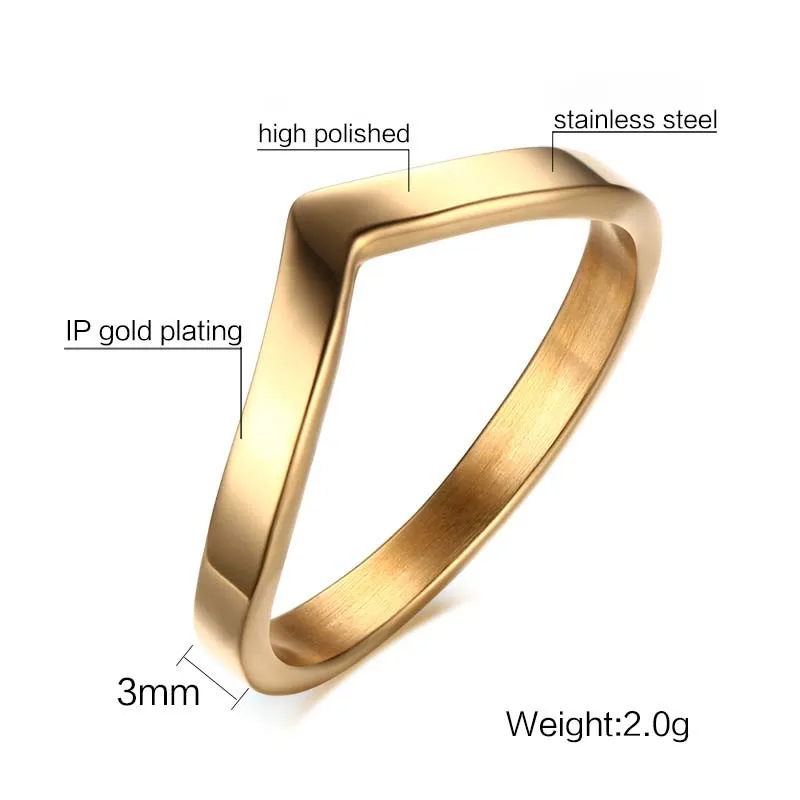 FNL VRR19 most popular new arrival fashion single V ring have silver rose gold t - $57.56