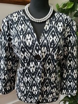 Kim Rogers Women&#39;s Black &amp; White Cotton Long Sleeve One Button Fitted Blazer 14 - £22.06 GBP