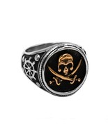 Jolly Roger Signet Ring Stainless Steel Nautical Pirate Skull Band Sizes... - £16.01 GBP