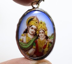 Radha Krishna Supreme God Goddess Of Compassion Tenderness &amp; Love Pendant Amulet - £27.57 GBP
