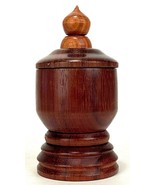 Wood Round Box Trinket Boxes Snuff Box w/ Lid - 5.5&quot; Tall - Handmade Signed - $70.53 CAD
