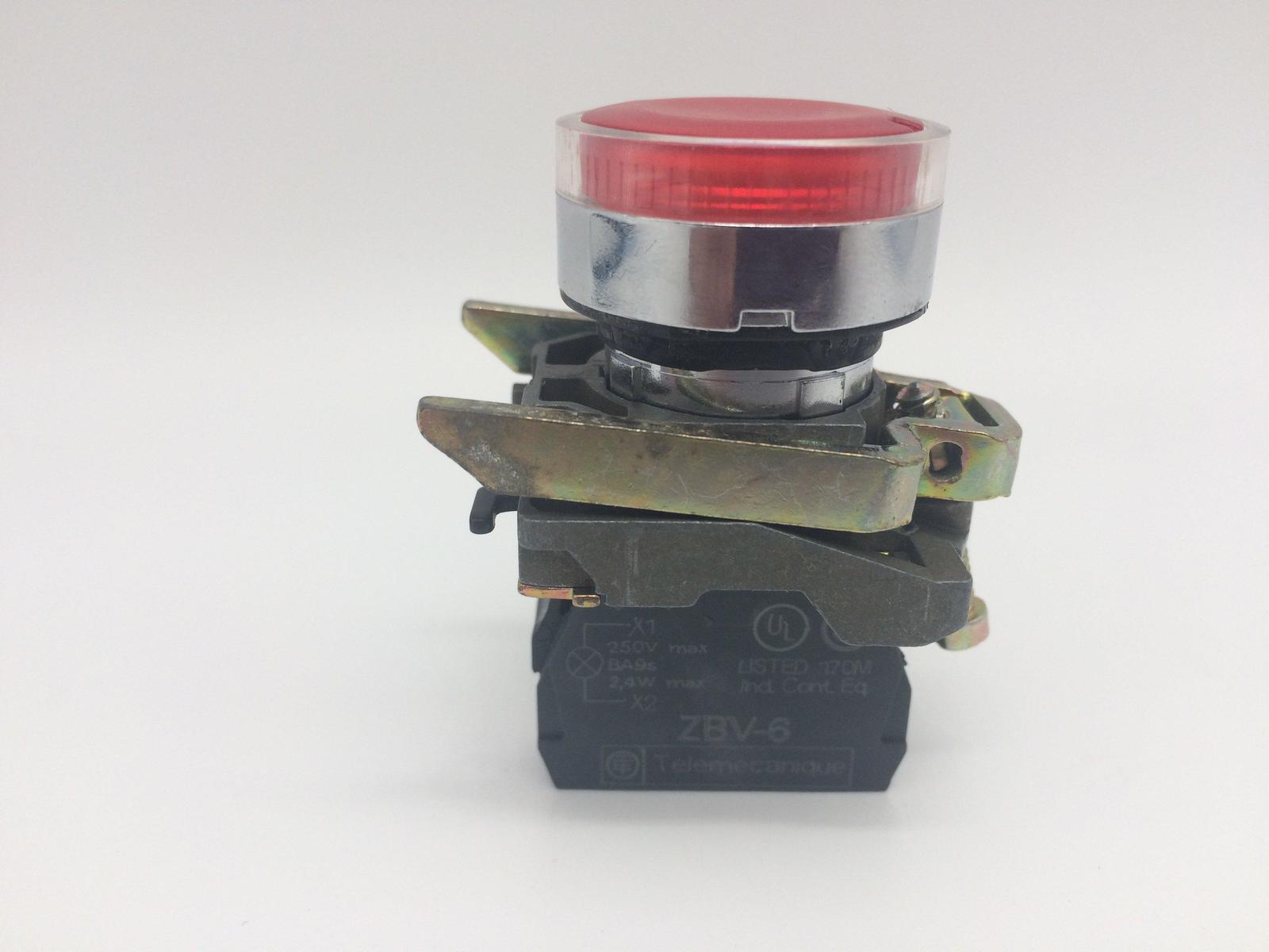  Telemecanique ZB4BW34 Red Pushbutton Light Module W/ZBV-6 Light Block  - $16.90