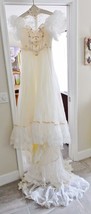 Eve of Milady Wedding Dress Gown Victorian Beads Pearls Lace S (?) VINTAGE - $329.00