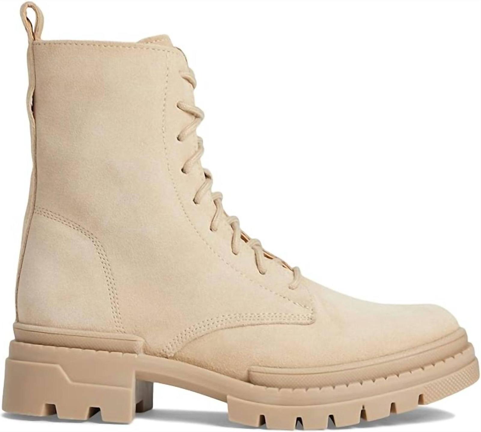 Steve Madden Women&#39;s Jamisyn Ankle Chunky Combat Boots Sand Suede - $92.00