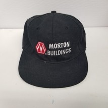 Vintage Morton Buildings Black Adjustable Strapback Hat, Construction, F... - £11.83 GBP