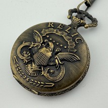 Relic Pocket Watch Men Half Hunter Bronze Japan Quartz Analog Chain New ... - $45.59