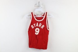 Vintage 60s 70s Boys Size 30 32 Knit Basketball Jersey Starr Red #9 USA - $39.55