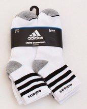 Adidas Aeroready White &amp; Black Quarter Socks 6 in Package Men&#39;s  6-12  NWT - £31.06 GBP