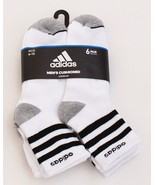 Adidas Aeroready White &amp; Black Quarter Socks 6 in Package Men&#39;s  6-12  NWT - £31.13 GBP