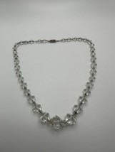 Antique Art Deco 1920s Flapper Sterling Silver Graduated Crystal Bead Necklace - £75.95 GBP