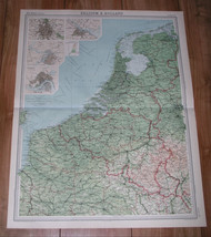 1922 Vintage Map Of Holland Netherlands Amsterdam Rotterdam Antwerp Belgium - £21.10 GBP