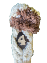 Headcover Vintage Golf 4-Wood Knit Fuzzy Pom-Pom With Embroidered Club Number - £5.16 GBP