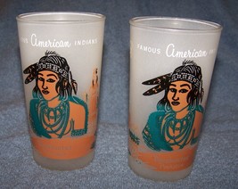 2 Knox Oil Frosted Drinking Glasses-Pocahontas--Famous American  Indian ... - £14.48 GBP