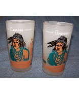 2 Knox Oil Frosted Drinking Glasses-Pocahontas--Famous American  Indian ... - £13.99 GBP