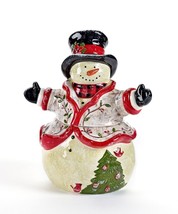 Snowman Cookie Jar Christmas 10.9" High Ceramic Holiday Decor Children Large image 1
