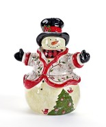 Snowman Cookie Jar Christmas 10.9&quot; High Ceramic Holiday Decor Children L... - £46.60 GBP