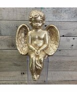 Vintage Chalkware Gold Painted Gilted Cherub Decor Figure VERY HEAVY - $44.51 CAD