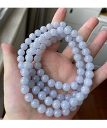 8.7mm Natural Old Pit Lavender Jadeite Bead Necklace Type A Purple Jade ... - £446.65 GBP