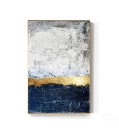 HQ Canvas Print Wall Art Modern Abstract LAYERED NAVY GOLD FRAME AVAILABLE Item image 4