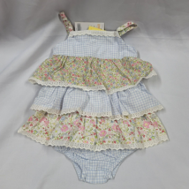 Vtg Gymboree &#39;06 Patchwork Garden tiered ruffle calico dress 6-12 NWT NEW - £27.25 GBP