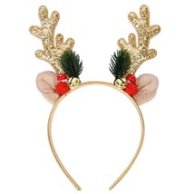 Christmas Headbands Christmas Glitter Elk Antlers Hair Bands Gold Sequin Reindee - £16.88 GBP