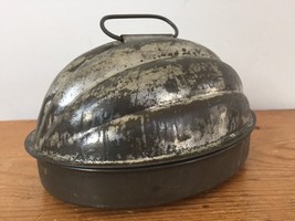 Vtg Antique Kreamer Melon Shaped Metal Tin Steamed Pudding Bread Cake Mold - $39.59