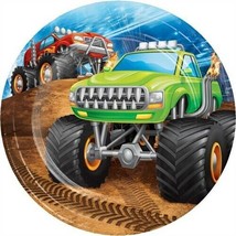 Monster Truck Rally 7 Inch Paper Plates 8 Pack Boy Kids Birthday Tableware - £8.78 GBP
