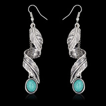 Alloy Leaf Artificial Turquoise Earrings - $18.95