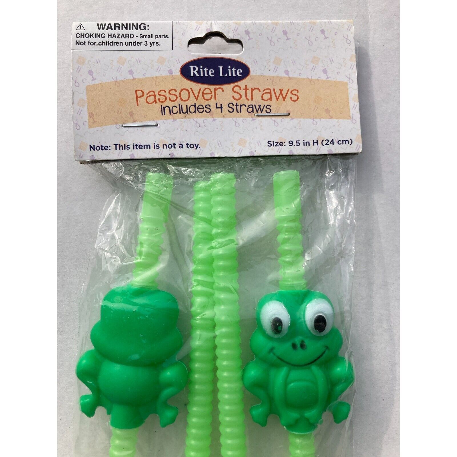 Primary image for Rite Lite Passover Straws 4 Straws Size 9.5 in H Green Plastic Party Kids Decor
