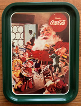 Vintage 1992 Coca Cola &quot;Santa In His Workshop&quot; Tin Serving Tray 13.75&quot; x 10.50&quot; - £3.14 GBP