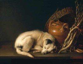 a sleeping dog with terracotta pot ceramic tile mural backsplash medallion - £54.59 GBP+