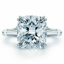 Cushion Cut 3.75Ct Three Simulated Diamond Engagement Ring 14k White Gold Size 9 - £221.04 GBP