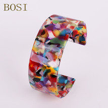 Bohemian Acitic Acid Acrylic Resin Bracelets Colorful Bangle For Women Resin Cuf - £10.09 GBP