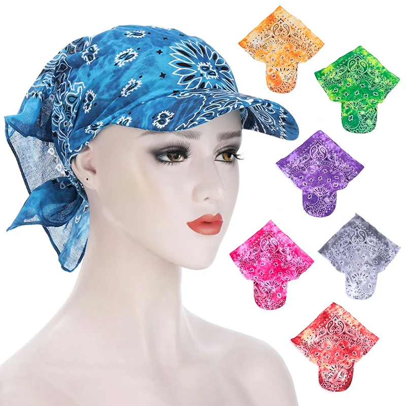 New Floral Printed Bandana Cap for Women Summer Sun Protection Baseball Hat Head - £6.35 GBP