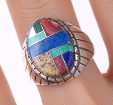 sz9.5 Vintage Native American sterling Channel inlay ring - £130.37 GBP