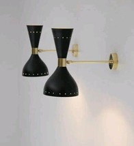Pair Of Modern Wall Lamps Light Fixtures black Finish Diablo Wall Sconce light - $180.27