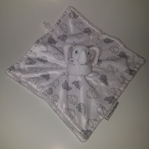 Blankets &amp; Beyond White Gray Elephant Lovey Plush Baby Toy Hearts Blue Eyes - £13.42 GBP