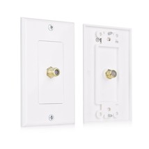 Cable Matters 2-Pack 1-Port TV Cable Wall Plate (Coax Wall Plate) in White - £14.84 GBP