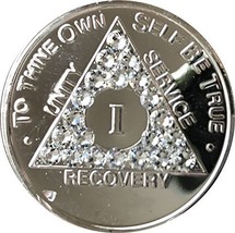 1 Year Swarovski Crystal Nickel Plated AA Medallion Chip - £14.78 GBP