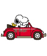 SNOOPY RIDING With WOODSTOCK in Car Cross Stitch Pattern - £2.35 GBP