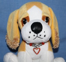 Fiesta Dog Plush Pup Tan White 8&quot; Valentine Heart Charm Bracelet Collar ... - £8.41 GBP